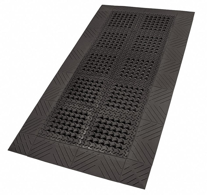 Notrax Drainage Mat, 5 ft L, 3 ft W, 1 in Thick, Rectangle, Black - 620S0035BL