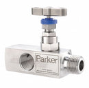 Parker Gauge Valve, Angled, SS, 1/2 In. x 3-1/2 In - HGVS8