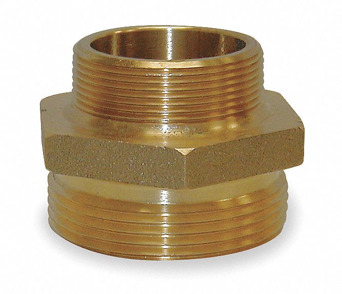 Moon American Fire Hose Adapter, Hex, Fitting Material Brass x Brass, Fitting Size 2 in x 2-1/2 in - 358-2062521