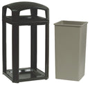 Rubbermaid 50 gal Square Ashtray/Trash Can, Plastic, Black - FG397501BLA