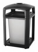 Rubbermaid 35 gal Square Ashtray/Trash Can, Plastic, Black - FG397001BLA