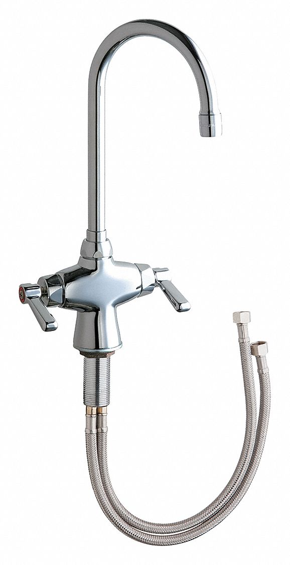 Chicago Faucets Chrome, Gooseneck, Kitchen Sink Faucet, Manual Faucet Activation, 2.20 gpm - 50-ABCP