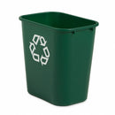 Rubbermaid 7 gal Rectangular Recycling Wastebasket, Plastic, Green - FG295606GRN