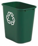 Rubbermaid 7 gal Rectangular Recycling Wastebasket, Plastic, Green - FG295606GRN