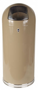 Tough Guy 15 gal Round Fire-Resistant Trash Can, Metal, Beige - 4PGF9