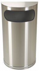Tough Guy 9 gal Half-Round Wastebasket, Metal, Silver - 4PGG6