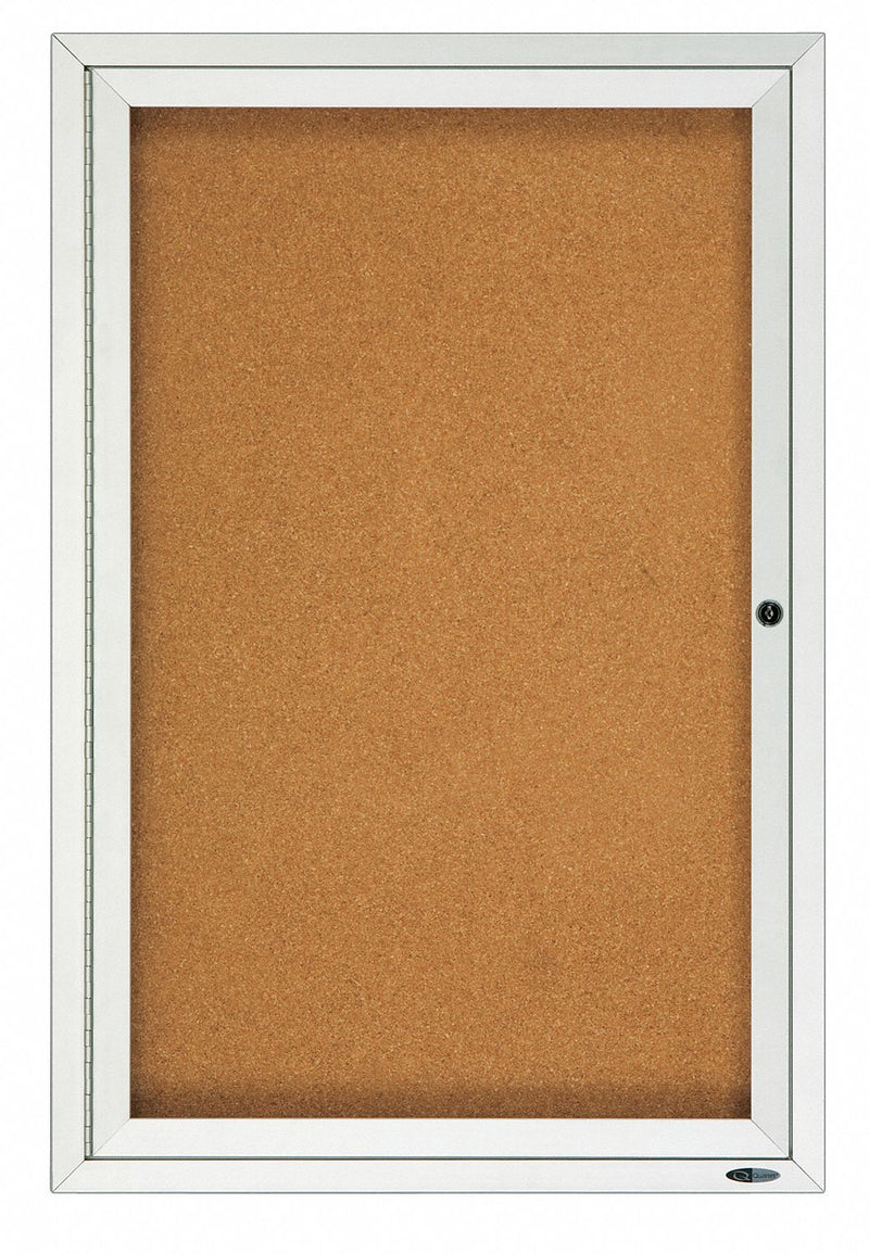 Quartet Push-Pin Outdoor Enclosed Bulletin Board, Cork, 36 inH x 24 inW, Natural - 2121GGS