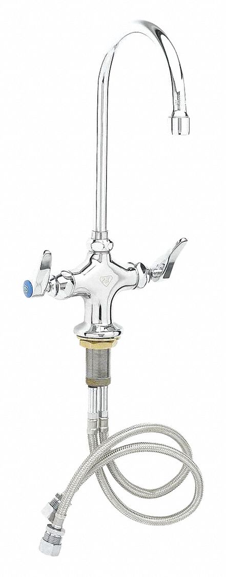 T&S Brass Chrome, Gooseneck, Bar Faucet, Manual Faucet Activation, 8.67 gpm - B-0300