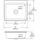 Elkay 25 in x 22 in x 8 1/8 in Drop-In Sink with Faucet Ledge with 21 in x 15-3/4 in Bowl Size - LR25224