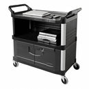 Rubbermaid Enclosed Service Cart, 300 lb. Load Capacity, Polypropylene, Black - FG409500BLA