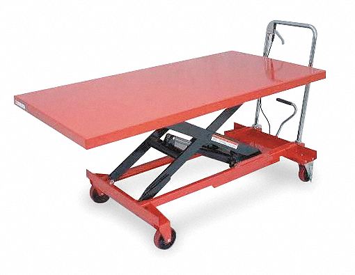 Dayton Manual Mobile Scissor-Lift Table, 1,000 lb Load Capacity, 63 in x 31-1/2 in - 4ZC18