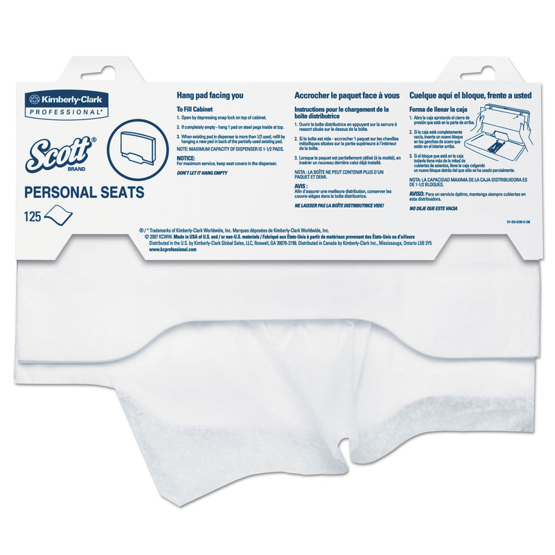 Scott Personal Seats Sanitary Toilet Seat Covers, 15" X 18", 125/Pack, 3000/Carton - KCC07410CT