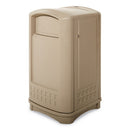 Rubbermaid Plaza Indoor/Outdoor Waste Container, Rectangular, Plastic, 50 Gal, Beige - RCP396400BG