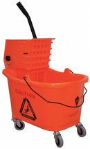 Tough Guy Orange Plastic Mop Bucket and Wringer, 8 3/4 gal - 5CJJ0