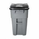 Rubbermaid 50 gal Rectangular Rollout Trash Can, Plastic, Gray - FG9W2700GRAY