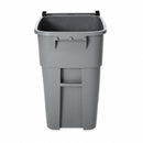 Rubbermaid 50 gal Rectangular Rollout Trash Can, Plastic, Gray - FG9W2700GRAY