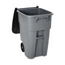 Rubbermaid 50 gal Rectangular Rollout Trash Can, Plastic, Gray - FG9W2700GRAY