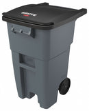 Rubbermaid 50 gal Rectangular Rollout Trash Can, Plastic, Gray - FG9W2700GRAY