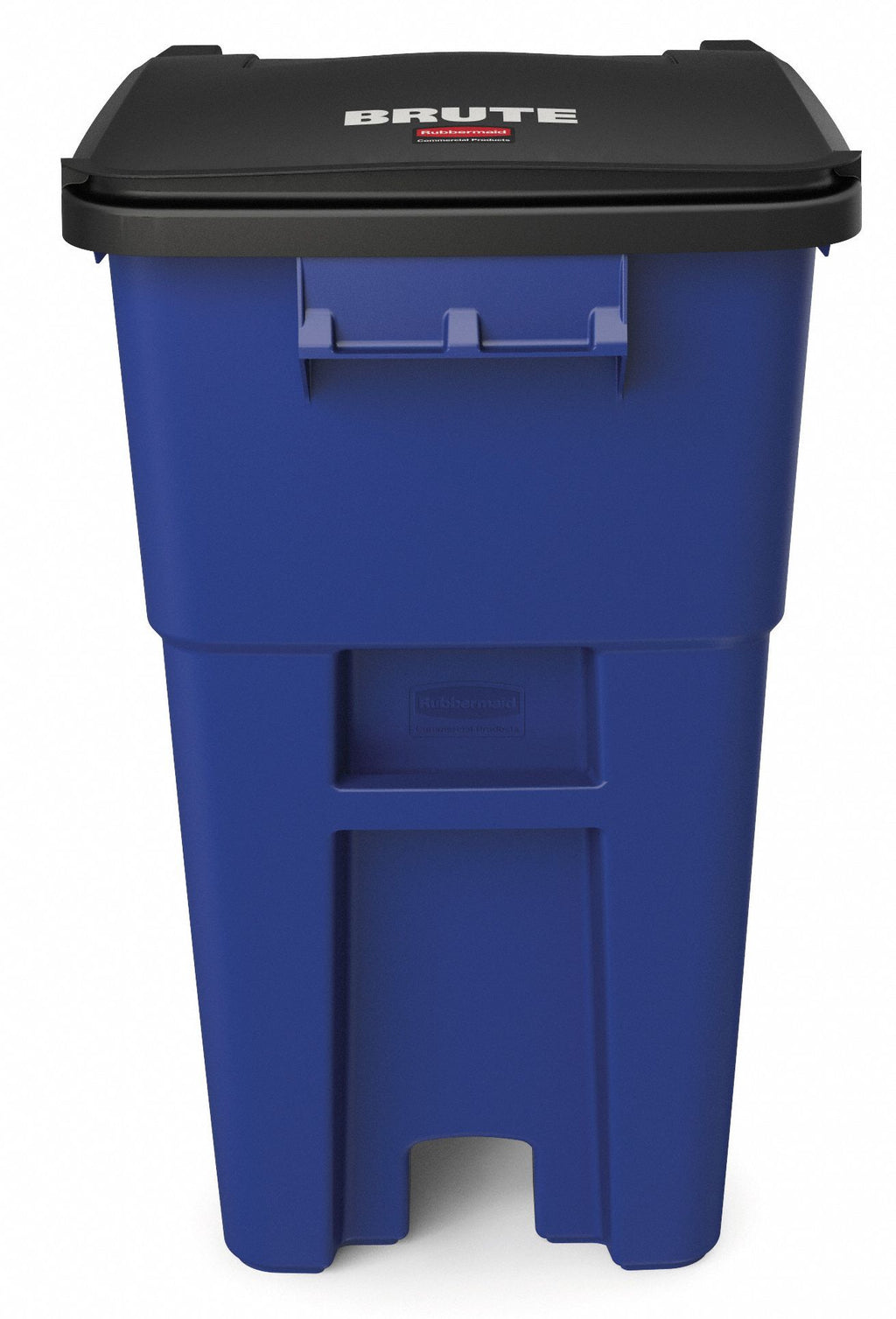 Rubbermaid Commercial BRUTE Recycling Rollout Trash Can with Hinged Lid,  Blue (50 gal.)