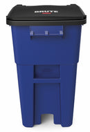 Rubbermaid 50 gal Rectangular Rollout Trash Can, Plastic, Blue - FG9W2700BLUE