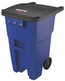 Rubbermaid 50 gal Rectangular Rollout Trash Can, Plastic, Blue - FG9W2700BLUE