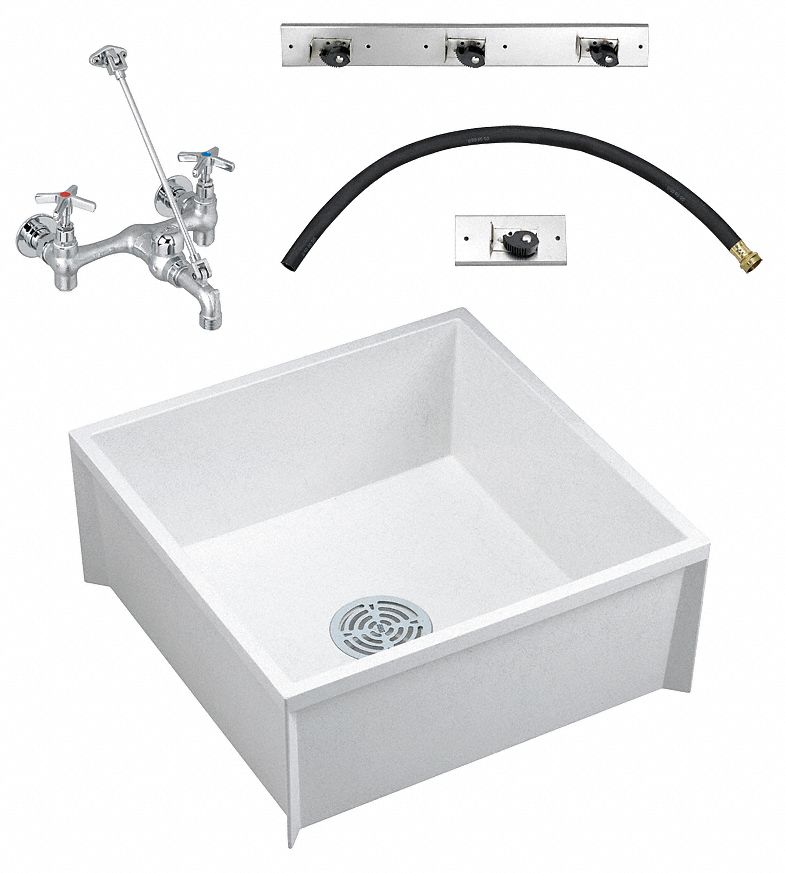 Fiat Products Fiat Products, Modesto Series, 23 3/4 in x 23 3/4 in, Molded Stone, Mop Sink Kit - MSBIDTG2424100