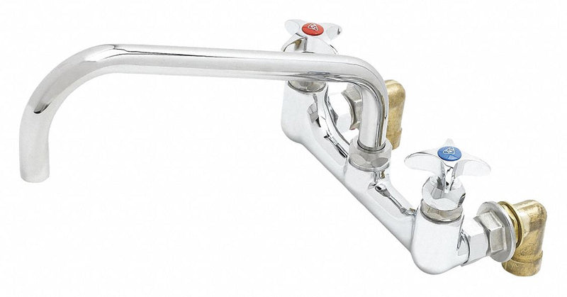 T&S Brass Low Arc Laundry Sink Faucet, Cross Faucet Handle Type, 44.27 gpm, Chrome - B-0290