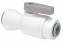 Parker Ball Valve, Polypropylene, Inline, 2-Piece, Pipe Size 1/4 in x 3/8 in - PP4VUC6-MG