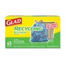Glad Tall Kitchen Blue Recycling Bags, 13 Gal, 0.9 Mil, Blue, 180/Carton - CLO78542