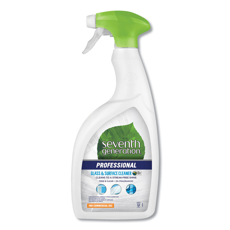 Seventh Generation Glass And Surface Cleaner, Free And Clear, 32 Oz Spray Bottle, 8/Carton - SEV44730CT