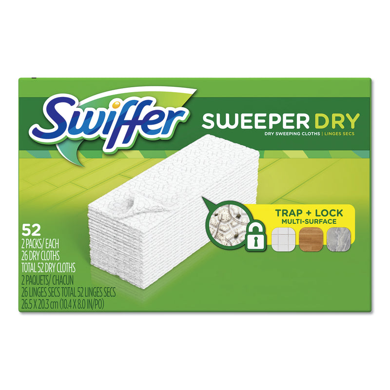 Swiffer Dry Refill Cloths, White, 10 2/5" X 8", 52/Box, 3 Boxes/Carton - PGC81216
