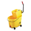 Rubbermaid Wavebrake 2.0 Bucket/Wringer Combos, 8.75 Gal, Side Press With Drain, Yellow - RCP2031764