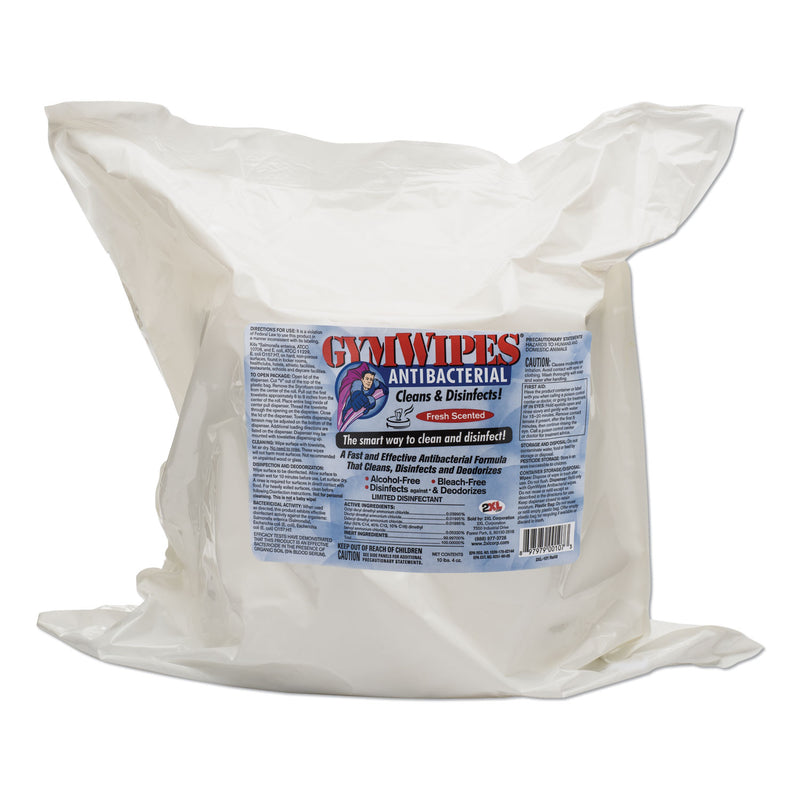 2XL Antibacterial Gym Wipes Refill, 6 X 8, 700 Wipes/Pack, 4 Packs/Carton - TXLL101