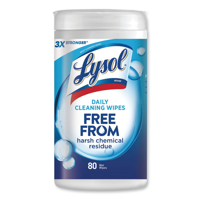 Lysol Daily Cleansing Wipes, 8" X 7", White, 80 Wipes/Canister, 6 Canisters/Carton - RAC99118