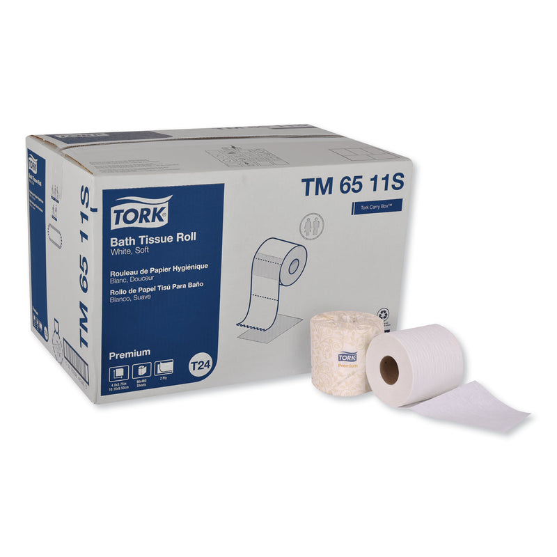 Tork Premium Bath Tissue, Septic Safe, 2-Ply, White, 460 Sheets/Roll, 96 Rolls/Carton - TRKTM6511S
