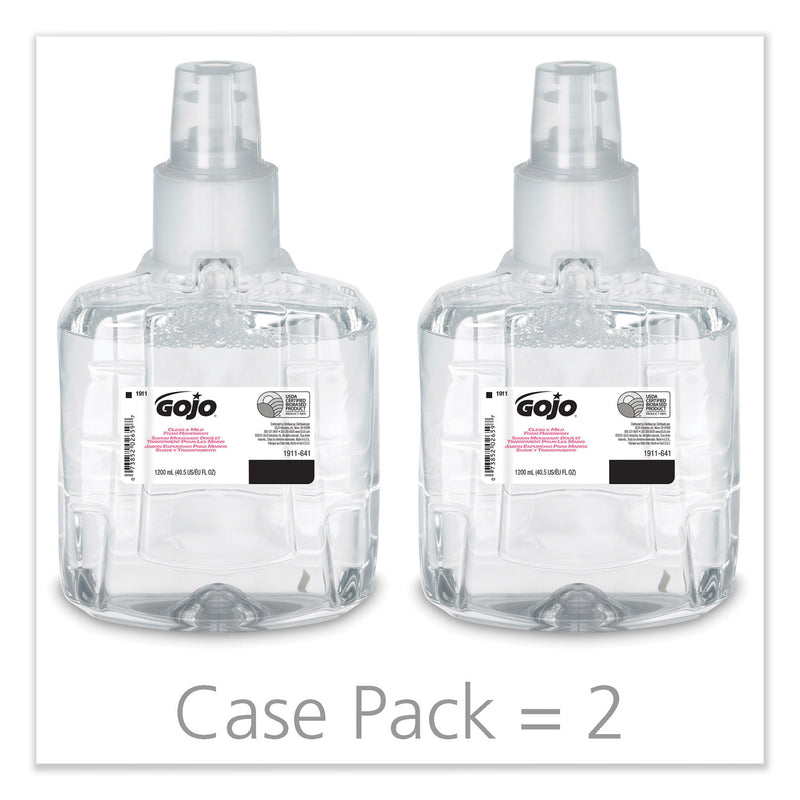 GOJO Clear & Mild Foam Handwash Refill, Fragrance-Free, 1200Ml Refill, 2/Carton - GOJ191102CT