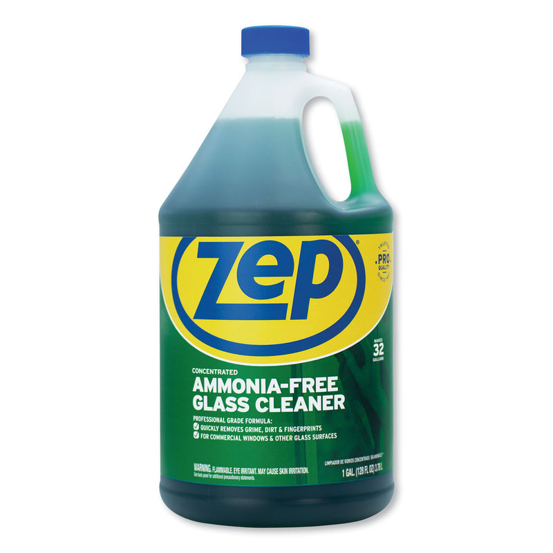 Zep Ammonia-Free Glass Cleaner, Pleasant Scent, 1 Gal Bottle, 4/Carton - ZPEZU1052128CT
