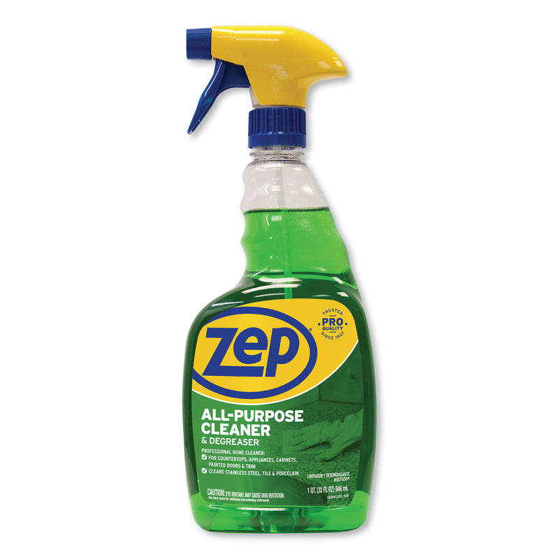 Zep All-Purpose Cleaner And Degreaser, Fresh Scent, 32 Oz Spray Bottle, 12/Carton - ZPEZUALL32CT