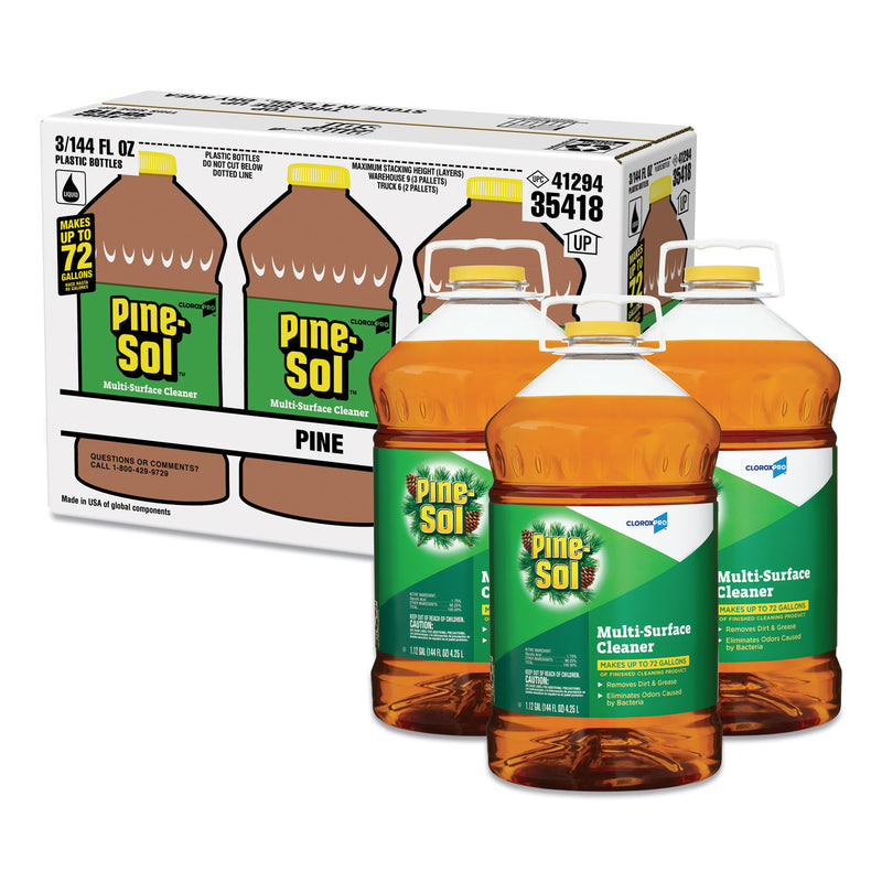 Pine-Sol Multi-Surface Cleaner Disinfectant, Pine, 144Oz Bottle, 3 Bottles/Carton - CLO35418CT