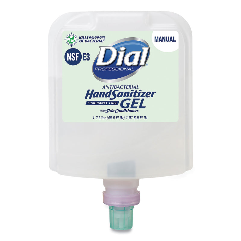 Dial Dial 1700 Manual Refill Antibacterial Gel Hand Sanitizer, Fragrance-Free, 1.2 L, 3/Carton - DIA19708