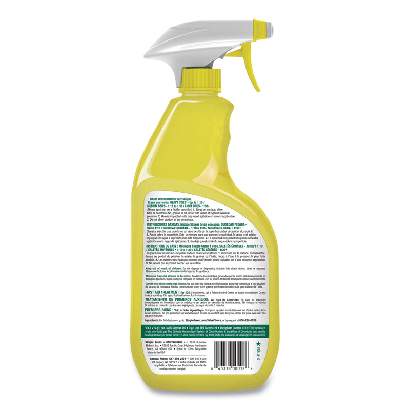 Simple Green Industrial Cleaner And Degreaser, Concentrated, Lemon, 24 Oz Bottle, 12/Carton - SMP14002