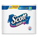 Scott 1000 Bathroom Tissue, Septic Safe, 1-Ply, White, 1000 Sheet/Roll, 20/Pack - KCC20032