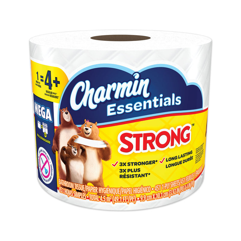 Charmin Essentials Strong Bathroom Tissue, Septic Safe, 1-Ply, White, 4 X 3.92, 451/Roll, 36 Individually Wrapped Rolls/Carton - PGC98283