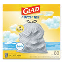 Glad Odorshield Tall Kitchen Drawstring Bags, 13 Gal, 0.95 Mil, 24" X 27.38", White, 240/Carton - CLO78899