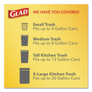Glad Odorshield Tall Kitchen Drawstring Bags, 13 Gal, 0.95 Mil, 24" X 27.38", White, 80/Box - CLO78900BX