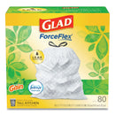 Glad Odorshield Tall Kitchen Drawstring Bags, 13 Gal, 0.95 Mil, 24" X 27.38", White, 80/Box - CLO78900BX