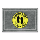 Apache Mills Message Floor Mats, 24 X 36, Charcoal/Yellow, "Maintain 6 Feet Thank You" - APH3984528802X3