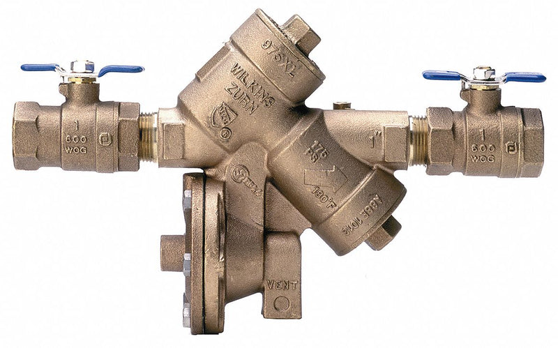 Zurn Reduced Pressure Zone Backflow Preventer, Bronze, Wilkins 975XL Series, FNPT X FNPT Connection - 1-975XL