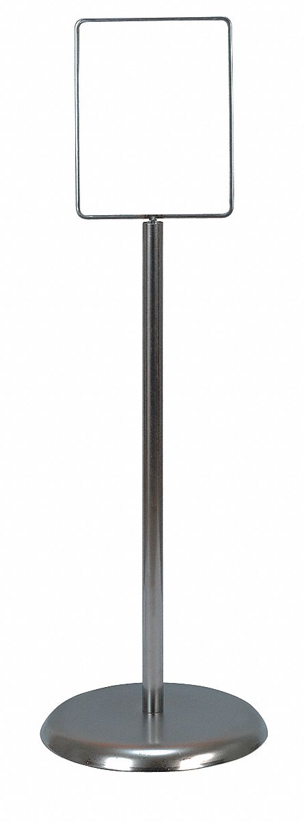 United Visual Sign Holder, Pedestal, 7x11, Metal, Chrome - UVPSH711