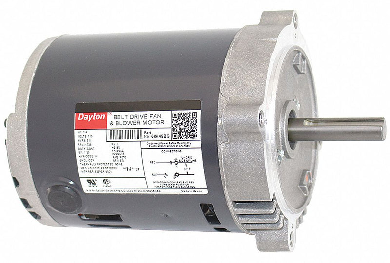 Dayton 1/4 HP Belt Drive Motor, Split-Phase, 1725 Nameplate RPM, 115 Voltage, Frame 56CZ - 6XH49BG